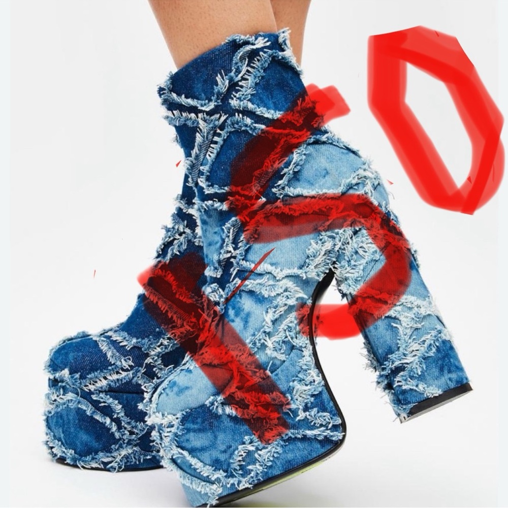 ISO!! Denim Patchwork Platform Boots. In search size 8 or 9!